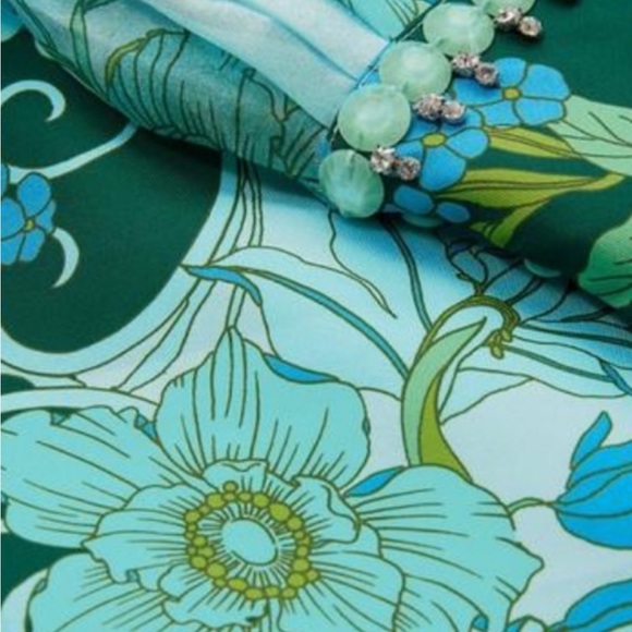 Organza Puff-Sleeve Embellished Shift Dress Multi size 8 - Picture 5 of 6